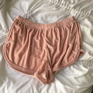 Brandy Melville Velvet Pink Shorts